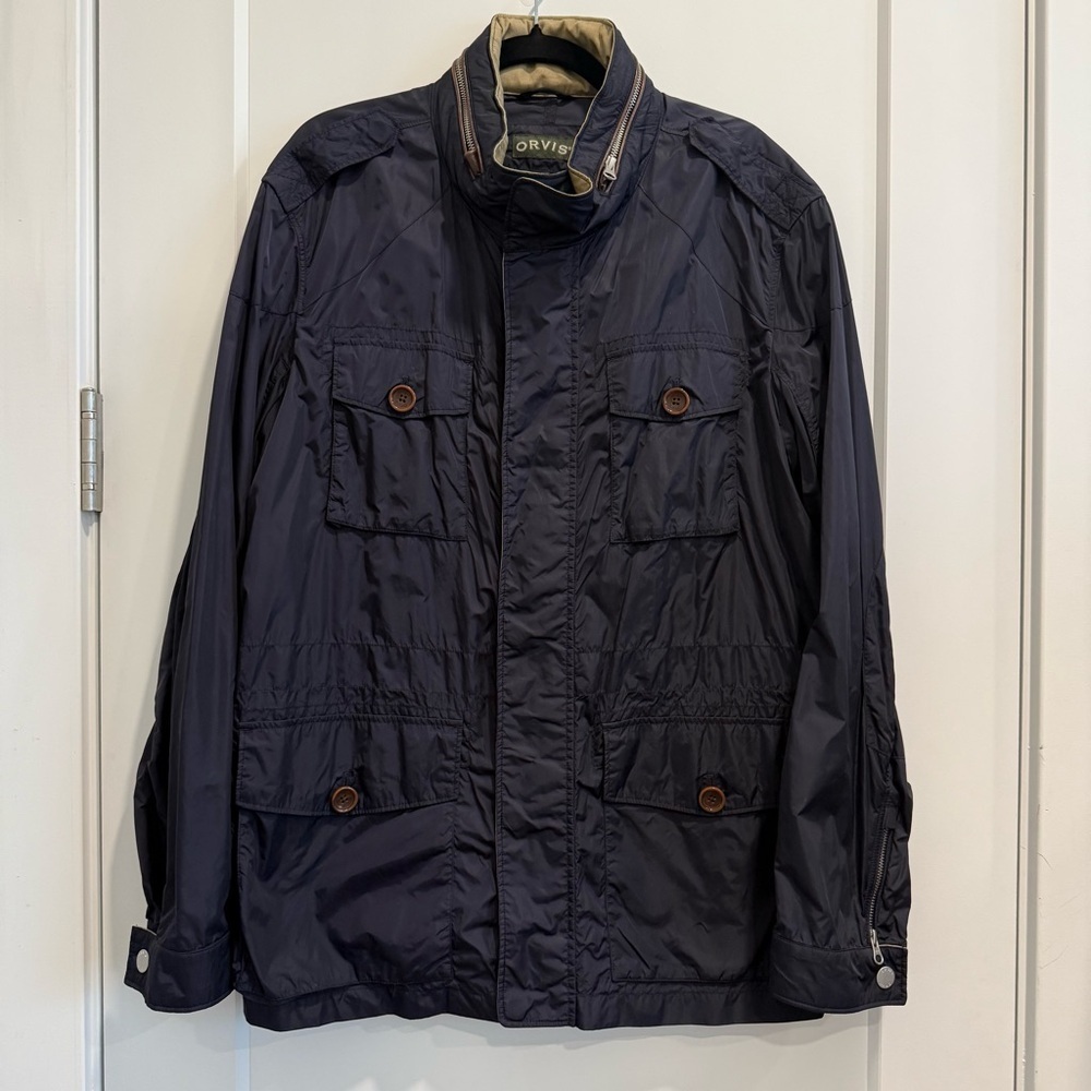 Orvis Vintage Men's Navy and Cream Utility Jacket